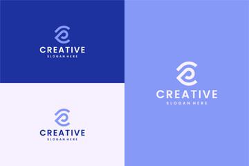 Fototapeta premium Set of abstract letter C logo design template. icon for technology, internet, digital.