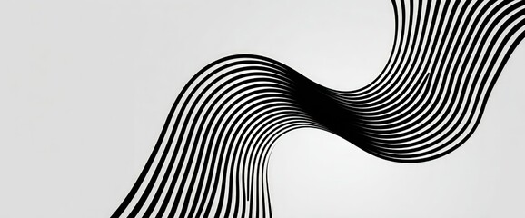 Fototapeta premium Curving black-white striped pattern on a gray gradient