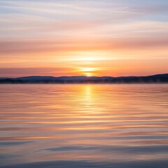 Fototapeta premium Serene Sunset Reflection on Calm Lake Water.