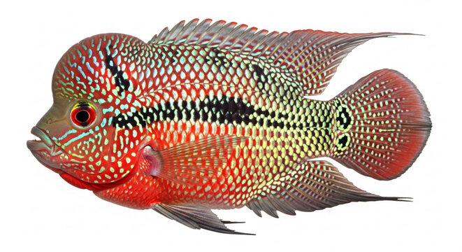 King kamfa flowerhorn fish on white background