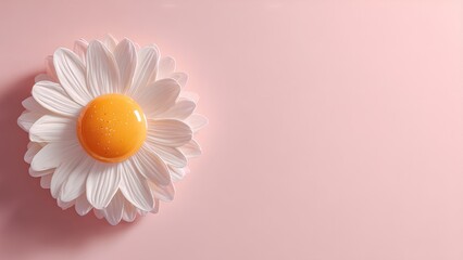 Creative daisy egg concept on pastel pink background &ndash; minimal art design