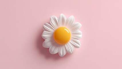 Creative daisy egg concept on pastel pink background &ndash; minimal art design