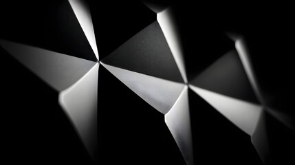 Dynamic three dimensional geometric pattern illuminated dramatically against a dark background
