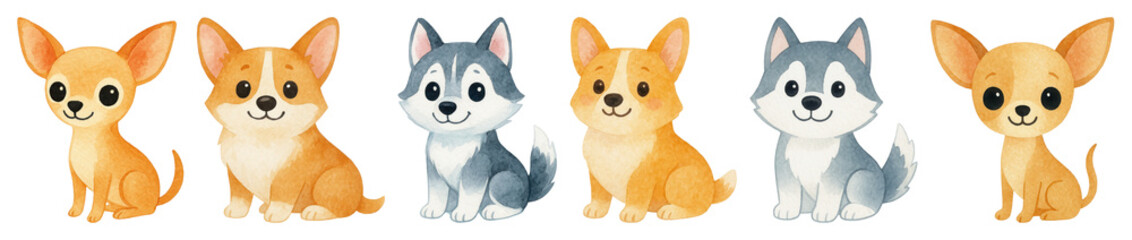 Obraz premium PNG Cute cartoon husky illustration., transparent background