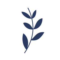 Minimalist navy blue leaf branch, ideal for elegant, corporate, or eco-themed design layouts.

