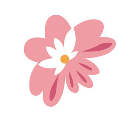Elegant pink flower with white petals and yellow center, ideal for romantic or spring designs.

