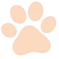 Paw print in soft peach tone, cute design ideal for pet shops, animal rescue, and children’s educational materials.
