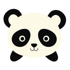Cute panda face with black ears, playful cartoon style perfect for children’s books, educational apps, and animal-themed designs.
