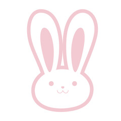 Pink bunny face with long ears, soft pastel style ideal for Easter themes, children’s parties, and playful spring designs.
