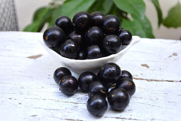 Delicious ripe jabuticaba fruits (Plinia cauliflora)
