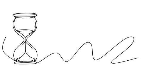 Moments in Motion: Time Unfolded, A black-and-white illustration of time’s journey, rendered in continuous line art.