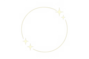 Twinkling sparkle trail forming a clean, glowing circle with star light effect, isolated on transparent background