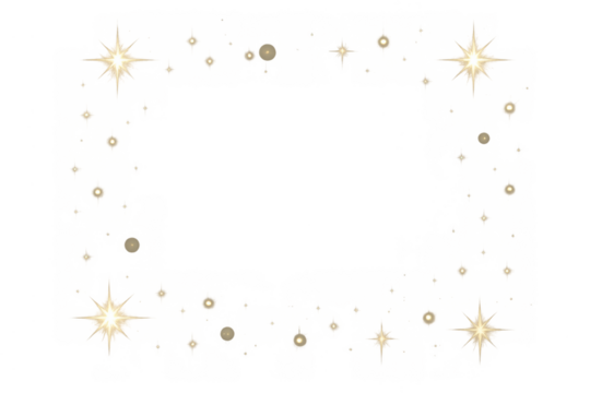 Shining golden light effect creating a sparkling magic border, transparent glitter overlay frame element