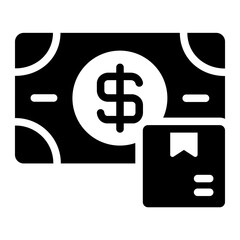 logistics payment glyph icon for product cost process