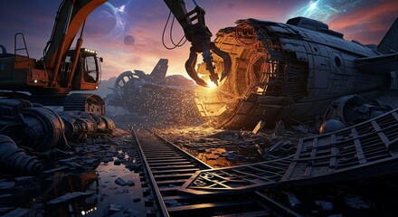 Salvage Operation at Spacecraft Wreckage Site