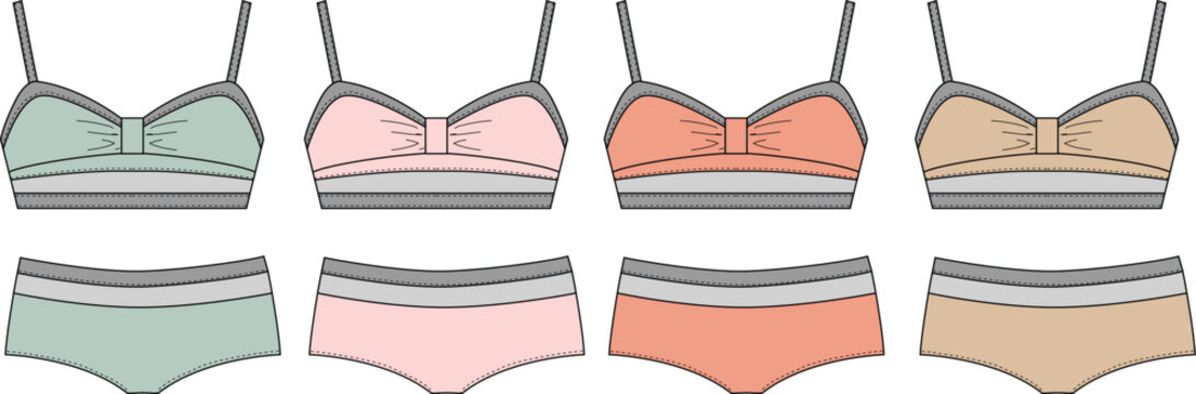 Underwear Set Variations Explore a Collection of Lingerie Styles and Color Combinations for Every Preference