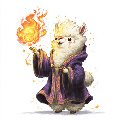 Magical llama and enchanted forest a whimsical fantasy illustration perspective