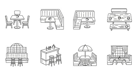 restaurant interior designs showcasing various seating arrangements offering diverse layout options perfect for restaurant planning cafe concept and space optimization.