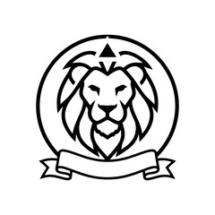 Vector art of lion head in a circle with triangle