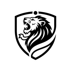 Vector art of lion logo design with shield for your company