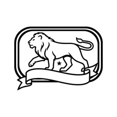 Vector art of lion logo design with frame for your company