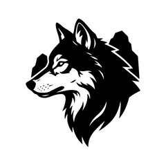 Naklejka premium Vector art of silhouette of a wolf head