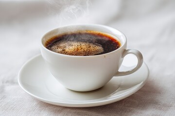 White Coffee Cup With Steam On Table