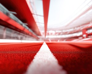 Perspective View Of Red Stadium Running Track