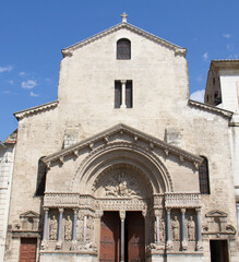 The Primatial Basilica of Saint-Trophime in Arles on Place de la République in Arles, Provence-Alpes-Côte d'Azur, France