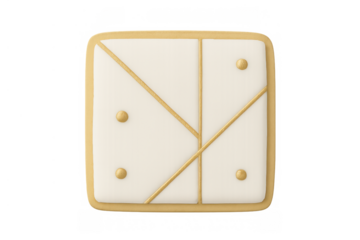 Iced festive cookie with golden lines and dots, celebrating holidays, parties, and sweet confectionery treats