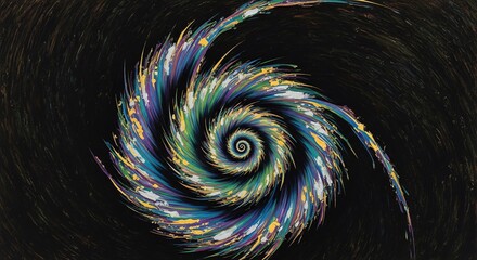 A Hypnotic Vortex of Vibrant, Textured Paint Spiraling into Darkness