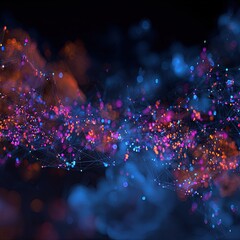 Abstract Digital Network Design With Colorful Glowing Particles
