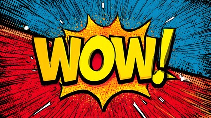 Dynamic comic book style word balloon expresses astonishment against a vibrant background