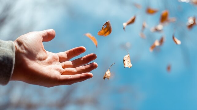 Hand letting go of the past year, symbolic gesture of release and new beginnings
