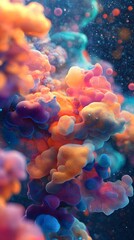 Colorful fluid folds creating abstract 3D texture with orange and cyan tones