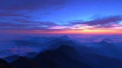 High Altitude Sunrise Over Mountain Ranges