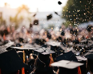 Graduates Celebrating With Confetti