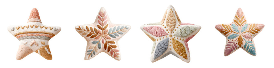 Decorative Star Ornaments: Pastel Colors, Boho Holiday Decorations