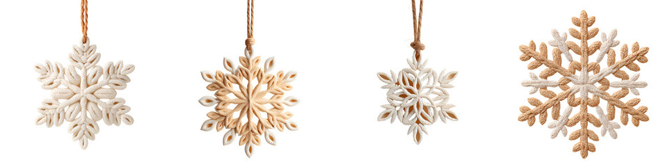 Macrame Snowflake Ornaments: Boho Christmas Decorations, Hanging Art