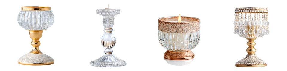 Elegant Glass Candle Holders: Decorative Home Decor Accent Set