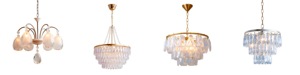 Crystal Chandelier Collection: Modern Lighting Fixtures on White