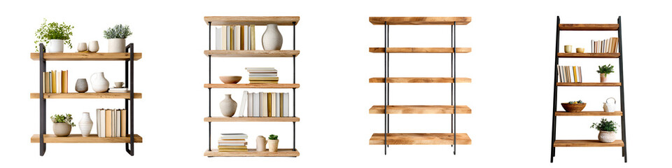 Industrial Style Shelving Units on White Background