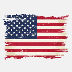 Distressed American Flag Brush Stroke with USA Map Outline.