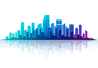 Abstract Gradient City Skyline with Reflection Vector Art