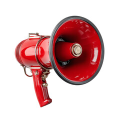 A vibrant red megaphone, symbolizing communication and loud announcements.