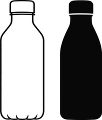 Outline and silhouette of two bottles side by side container liquid
