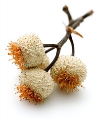 Closeup Of Dried Plant Seeds On White Background