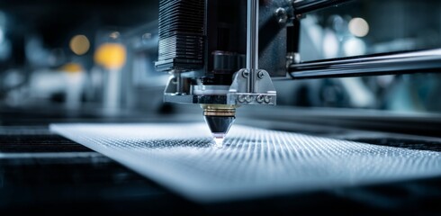 Advanced Laser Cutting Technology in Action as Precision Equipment Cuts Intricate Patterns on Various Materials with Exacting Quality