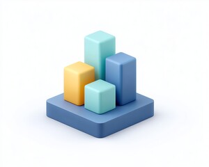 Fototapeta premium Tariff structure illustration concept, Colorful 3D bar chart representing data analysis and growth.