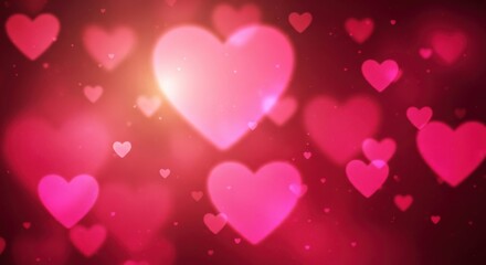 Soft focus pink heart bokeh background for romantic celebrations and love themes. A dreamy background of blurred hearts in shades of pink and red for valentines day